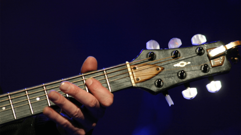 Person holding a guitar neck